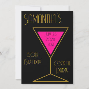 Invitation 50e anniversaire Cocktail Party Black Gold Anniver