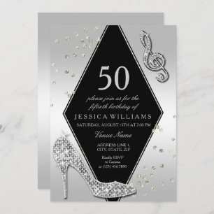 Invitation 50e anniversaire d'argent brillant