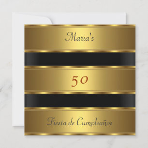 Invitation 50e anniversaire de fête Gold Black Cumpleaños