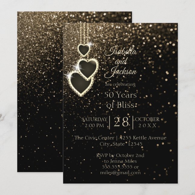 Invitation 50e anniversaire de Golden Glitter (Devant / Derrière)