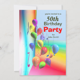Invitation 50e anniversaire de la fête de ballon mur
