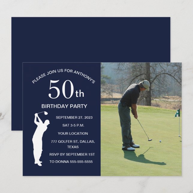 Invitation 50e Anniversaire de la fête Golfer Blue Park Golf  (Devant / Derrière)