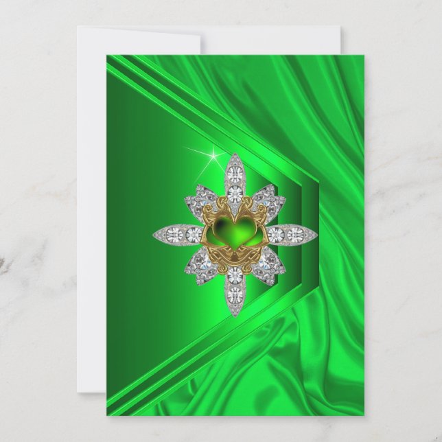 Invitation 50e Anniversaire de la fête Lime Diamant Vert (Devant)