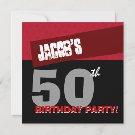 Invitation 50e anniversaire de la fête moderne Black Black Wh