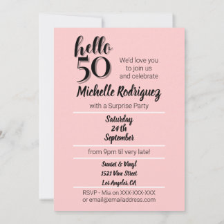 Invitation 50e anniversaire de la fête moderne rose et noir