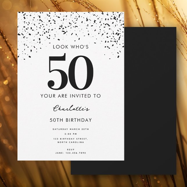 Invitation 50e anniversaire de la fête Regardez qui est 50 mo (50th Birthday Party Look Who's 40 Modern Invitation)