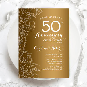 Invitation 50e anniversaire de la florale blanche d'or