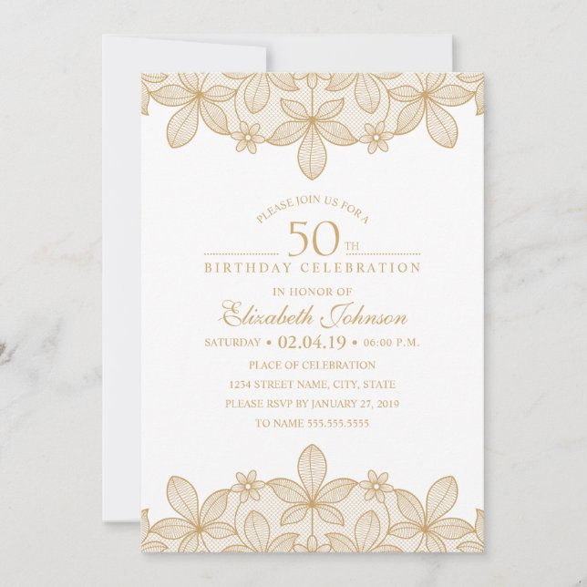 Invitation 50e Anniversaire de l'Unique dentelle d'or (Devant)