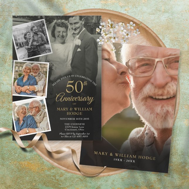 Invitation 50e anniversaire de mariage 5 photos montage (Créateur téléchargé)