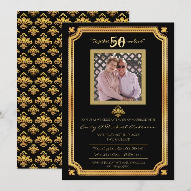 Invitation 50e anniversaire de mariage - AJOUTER UNE PHOTO Ca (Devant / Derrière)
