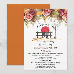 Invitation 50e anniversaire de Mariage Automne Automne Botani