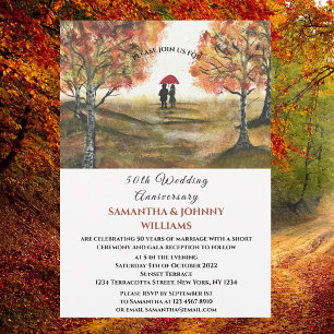 Invitation 50e anniversaire de Mariage Automne Forêt d'automn