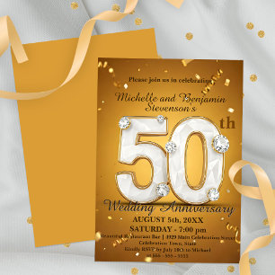 Invitation 50e anniversaire de Mariage avec des accents de di