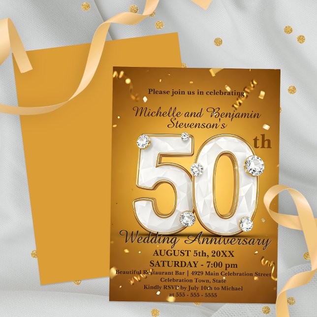 Invitation 50e anniversaire de Mariage avec des accents de di (Créateur téléchargé)