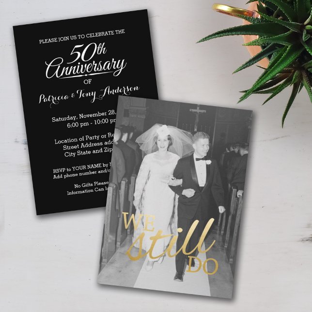 Invitation 50e anniversaire de mariage avec photo - Nous le f (Créateur téléchargé)