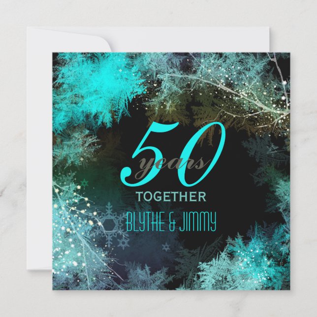 Invitation 50e anniversaire de mariage Blue Forest (Devant)