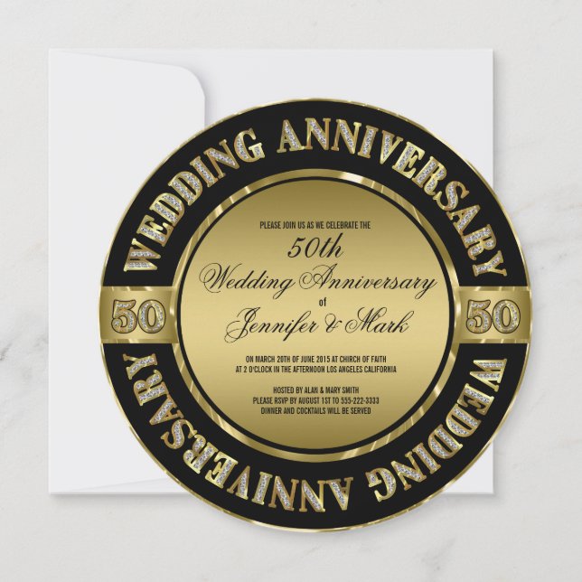 Invitation 50e anniversaire de mariage - Cheval de mariage et (Devant)