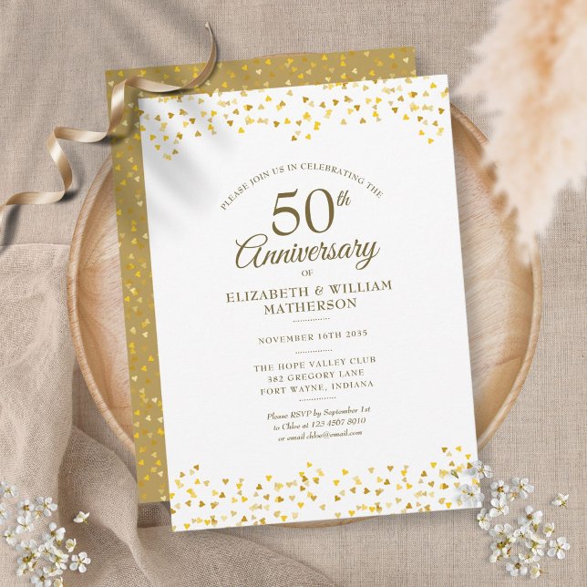 Invitation 50e anniversaire de mariage coeurs d'amour en conf (Créateur téléchargé)