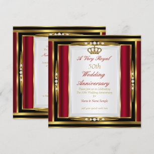 Invitation 50e Anniversaire de Mariage Couronne Rouge Royale 