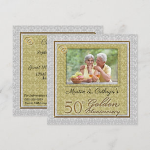 Invitation 50e Anniversaire de Mariage Damassé avec Photo