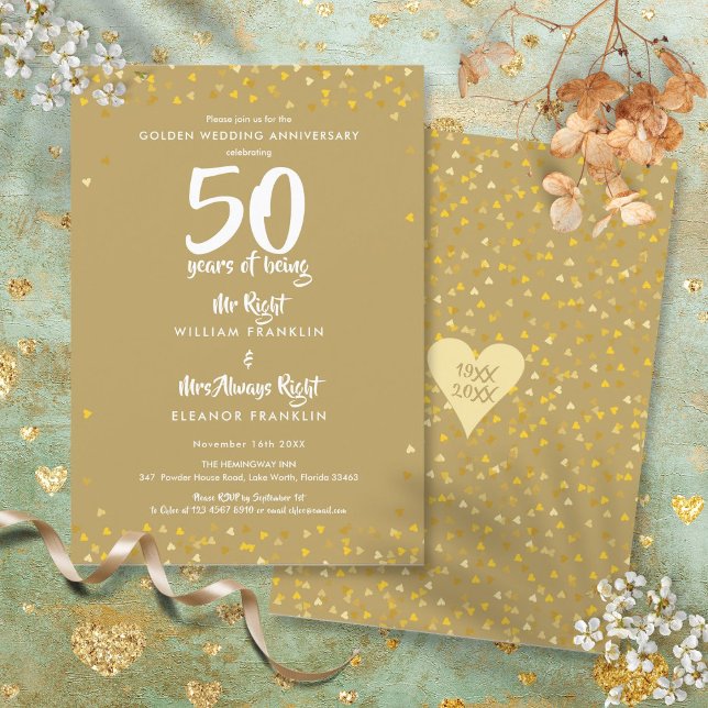 Invitation 50e anniversaire de mariage de M. et Mme à tout ja (50th Golden Wedding Anniversary Mr Mrs Right Fun Invitation)