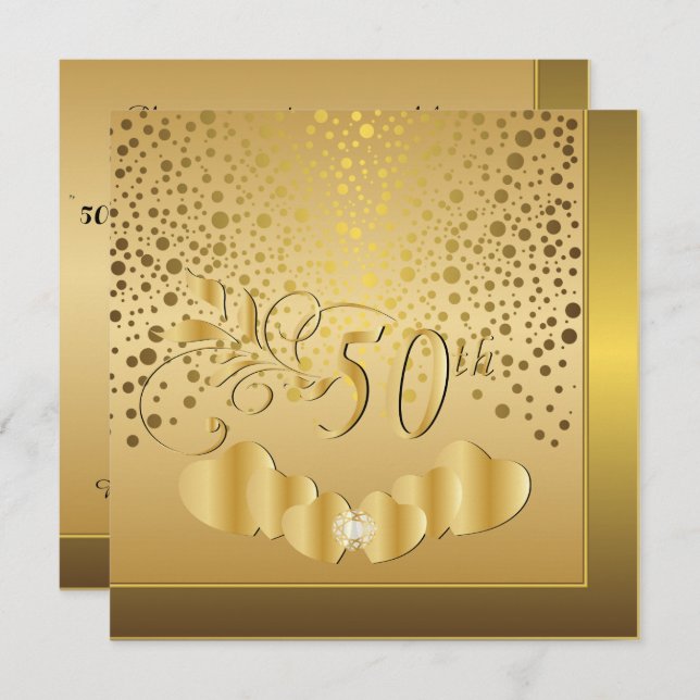 Invitation 50e anniversaire de Mariage d'or (Devant / Derrière)