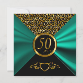 Invitation 50e anniversaire de Mariage d'or | Motif Leopard