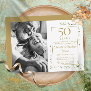 Invitation 50e anniversaire de Mariage d'or Photo de verdure