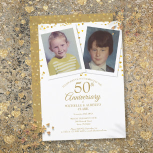 Invitation 50e anniversaire de Mariage d'or Photos d'enfance