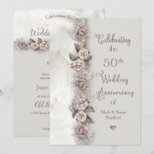 Invitation 50e anniversaire de Mariage Dreamy Floral Rose bei
