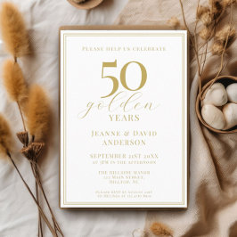 Invitation 50e anniversaire de Mariage Élégant 50 ans d'or