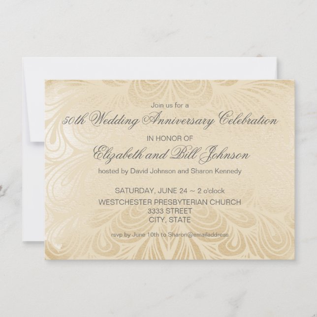 Invitation 50e anniversaire de mariage élégant en argent (Devant)