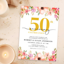50e anniversaire de mariage Élégant Floral