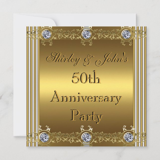 Invitation 50e anniversaire de mariage fête or (Devant)