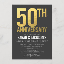 Invitation 50e Anniversaire de Mariage Fête Or Gris