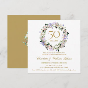 Invitation 50e Anniversaire de Mariage Fleurs de Lavande