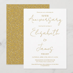 Invitation 50e anniversaire de mariage Gold Script mariage