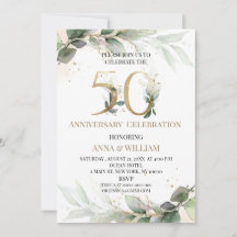 Invitation 50e anniversaire de mariage Greenery