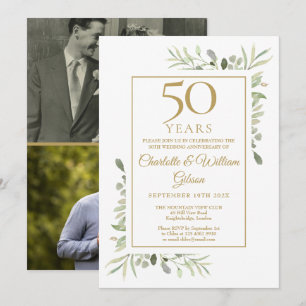 Invitation 50e anniversaire de mariage Greenery 2 Photo