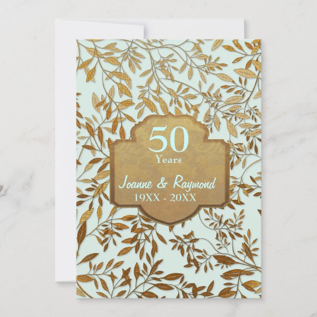 Invitation 50e anniversaire de mariage Leaves of Gold (Devant)