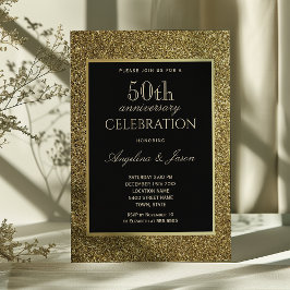 Invitation 50e anniversaire de mariage noir et or