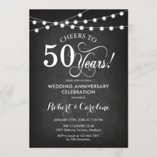 Invitation 50e anniversaire de Mariage - Noir noir blanc
