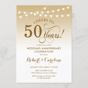 Invitation 50e anniversaire de mariage - Or Blanc