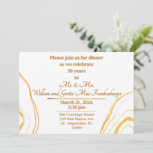 Invitation 50e anniversaire de Mariage Parti Anniversaire d'o (Debout devant)