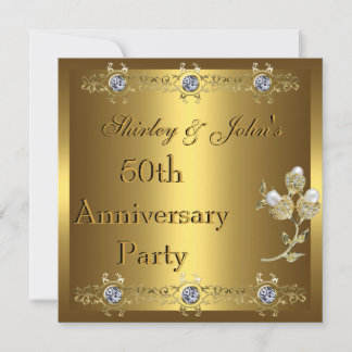 Invitation 50e anniversaire de mariage Party Gold