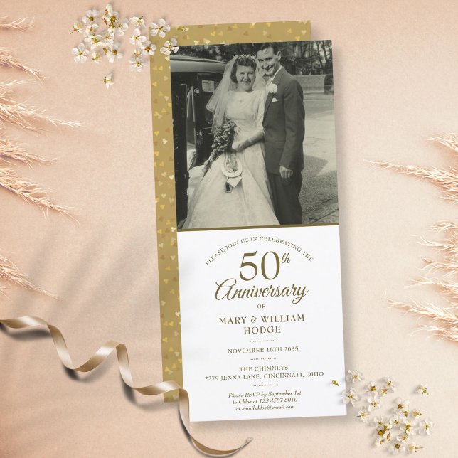 Invitation 50e anniversaire de mariage Photo avec confettis e (Créateur téléchargé)
