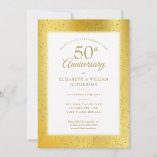 Invitation 50e anniversaire de Mariage Poussière d'or