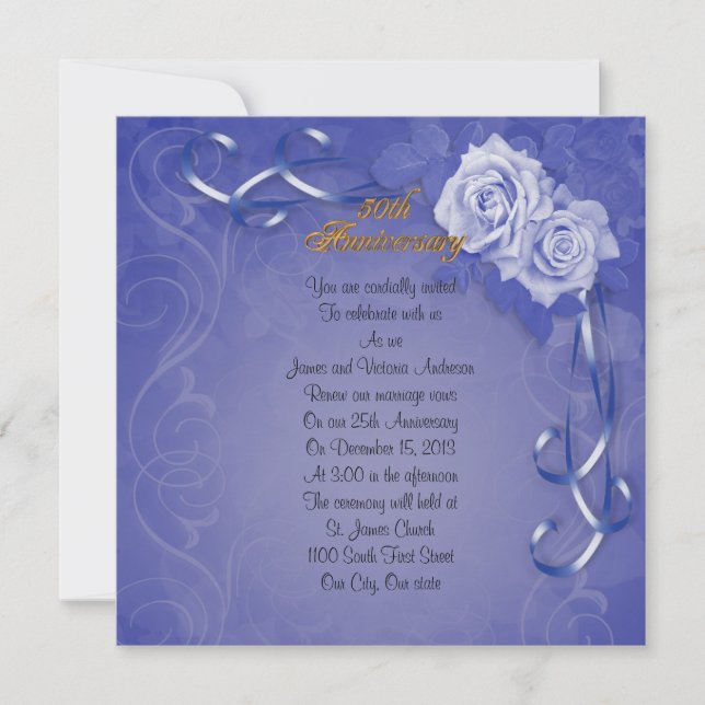Invitation 50e anniversaire de mariage renouvellement de vœux (Devant)