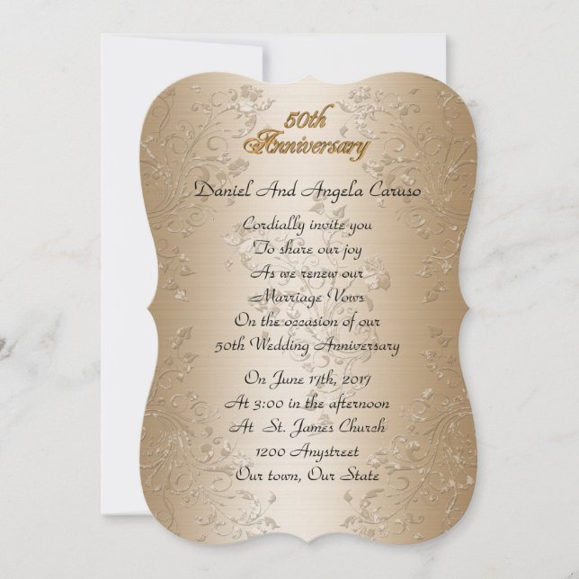 Invitation 50e anniversaire de mariage renouvellement de vœux (Devant)