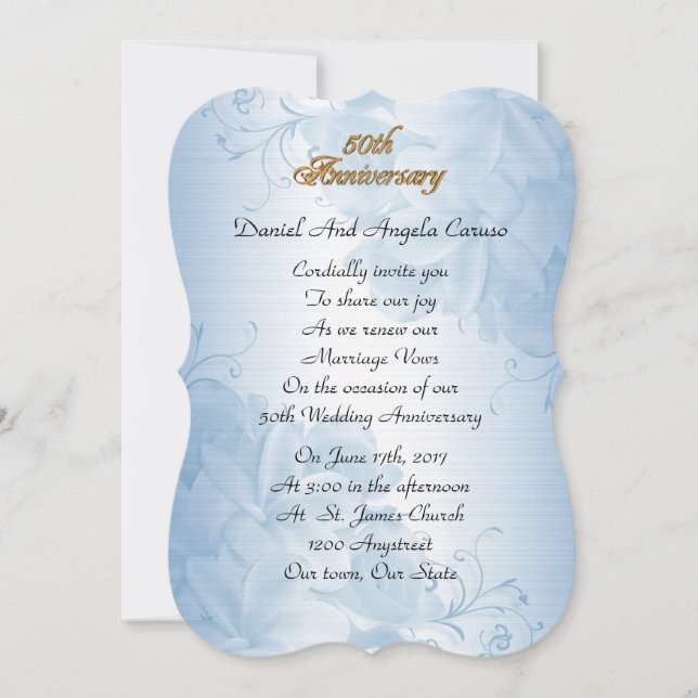 Invitation 50e anniversaire de mariage renouvellement de vœux (Devant)